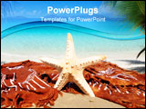 PowerPoint Template - Landscape color photo of star fish with rust brown and white sarong on tropical beach