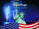 PowerPoint Template - The Statue of Liberty and July 4th fireworks over Hudson River