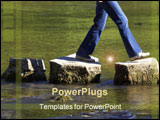 PowerPoint Template - crossing three stepping stones in a river