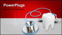 PowerPoint Template - 3d blue stethoscope isolated with a tooth on White Background