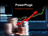 PowerPoint Template - Stacks of coins and a up trend chart as the background