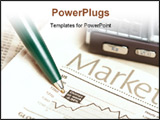 PowerPoint Template - Pen and mobile phone on top of a financial newspaper