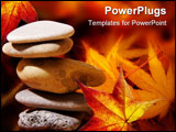 PowerPoint Template - gray flat stones over background of autumn leaves