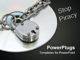 PowerPoint Template - A image showing Chainlock and cd. This can be conceptual image for software piracy & copyright.