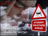 PowerPoint Template - Concept image of a signpost with Stormy Weather Ahead against a dark cloudy sky.