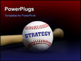 PowerPoint Template - Photo of a baseball saying strategy in front of the handle of a bat
