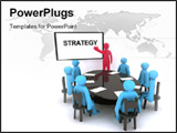 PowerPoint Template - Red characters talking about strategy on meeting.
