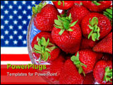 PowerPoint Template - bowl of fresh strawberries with American flag in background