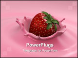 PowerPoint Template - 3d rendered illustration of a strawberry in yogurt