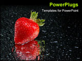 PowerPoint Template - tabletop studio red wet strawberry with reflection in mirror