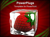 PowerPoint Template - strawberry frozen in ice cube 3d render