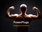 PowerPoint Template - Back view of shirtless man demonstrating his strong arms