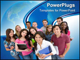 PowerPoint Template - Happy group of students isolated over white
