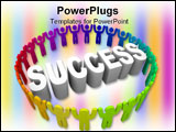 PowerPoint Template - Many people of different colors surround the word Success