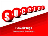 PowerPoint Template - Success word made of spheres on white background focus set in foreground