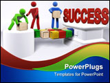 PowerPoint Template - A team of 3D figures collaborating to reach SUCCESS