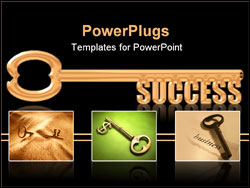 PowerPoint Template - Key to Success, a gold key with the words Success replaceing the teeth