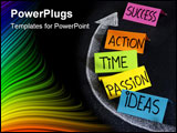 PowerPoint Template - ime ideas action passion - success ingredients concept presented with colorful noted and white chal