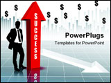 PowerPoint Template - Businessman standing with an arrow,graph in the background