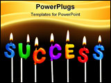 PowerPoint Template - Colorful rainbow candles spelling out success in a business celebration