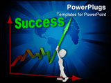 PowerPoint Template - 3d man pushing up the profit graph