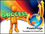 PowerPoint Template - 3d person holding the word success .