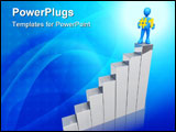 PowerPoint Template - 3d person standing on a graph holding a rank sign.