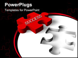 PowerPoint Template - Success concept: red puzzle piece and puzzle hole