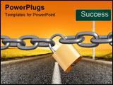 PowerPoint Template - road to success was locked by padlock and chain