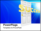 PowerPoint Template - A door opens to a blue sky and the word success
