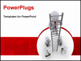 PowerPoint Template - 3d businessman is high on ladder and others looking up at him