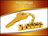 PowerPoint Template - Three dimensional render of a golden key with SUCCESS on chain