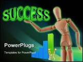 PowerPoint Template - Manikin holds text word success in green.