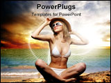 PowerPoint Template - a beautiful girl on the beach and a sunset