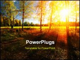 PowerPoint Template - Beautiful landscape with summer forest and sunset