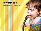PowerPoint Template - a toddler drinking water from a garden hose