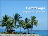 PowerPoint Template - Palm trees and a small hut on the beach park