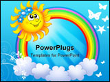 PowerPoint Template - Rainbow circle with sun and clouds - color illustration.