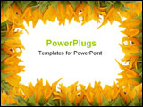 PowerPoint Template - sunflower plants frame with a white background