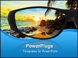 PowerPoint Template - Sunglasses and seascape (my photo) reflection isolated on white background