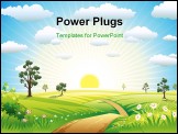 PowerPoint Template - Sunny Meadow landscape of vector illustration layered.