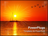 PowerPoint Template - Sailing boat silhouette and golden sunrise over the ocean