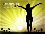PowerPoint Template - Woman silhouette at sun set