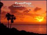PowerPoint Template - orange sunset on tropical island with palm