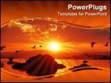 PowerPoint Template - Seagulls flying over lake during sunrise with tufas