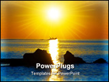 PowerPoint Template - Boat on the sea in dawn beams