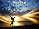 PowerPoint Template - Lady doing exercise at the beach during sunset. Vivid colors and natural darkness
