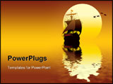 PowerPoint Template - Illustration of ancient ship sailing to the sun