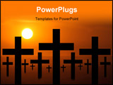 PowerPoint Template - Crosses with a dramatic sunset behind it.