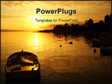 PowerPoint Template - Old boat in sunset on autumn day.